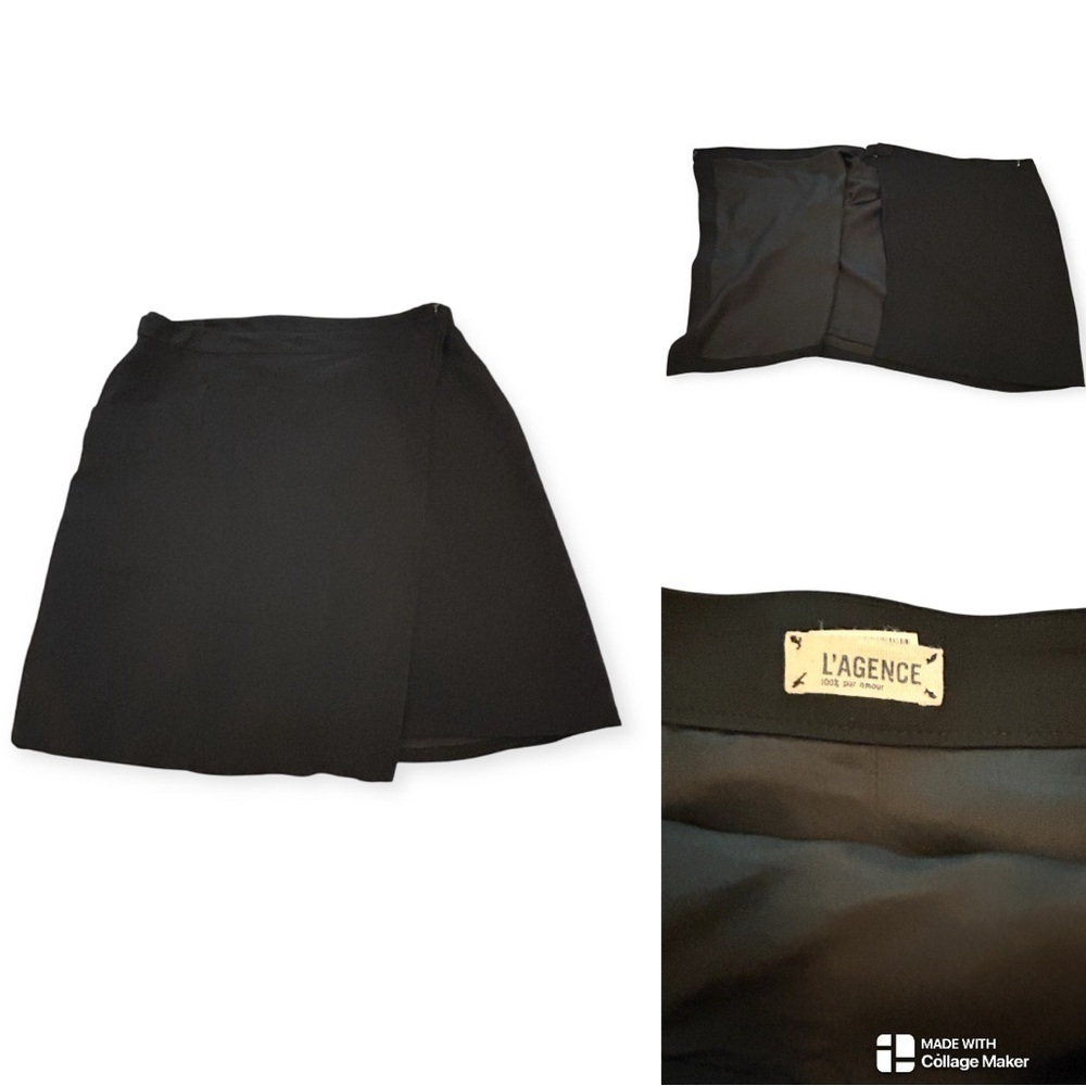 L'AGENCE Black adjustable wrap skirt